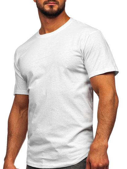 Чоловіча подовжена футболка без принта біла Bolf 14290