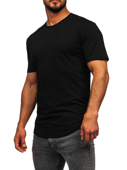 Чоловіча подовжена футболка без принта чорна Bolf 14290