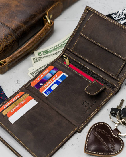 Чоловічий шкіряний гаманець коричневий 13179