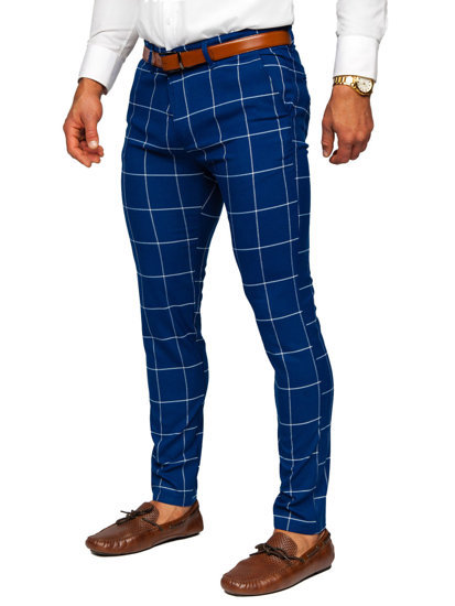 Чоловічі сині брюки чиноси в клітку Bolf 0037