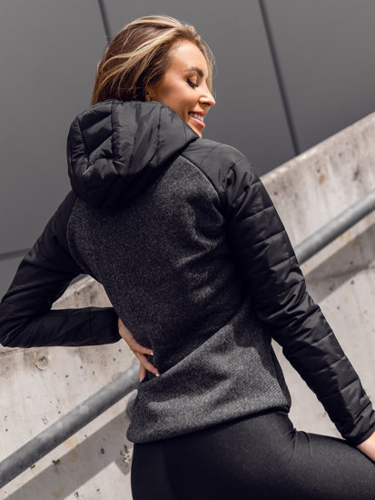 Чорна спортивна жіноча демісезонна куртка Bolf KSW4005A