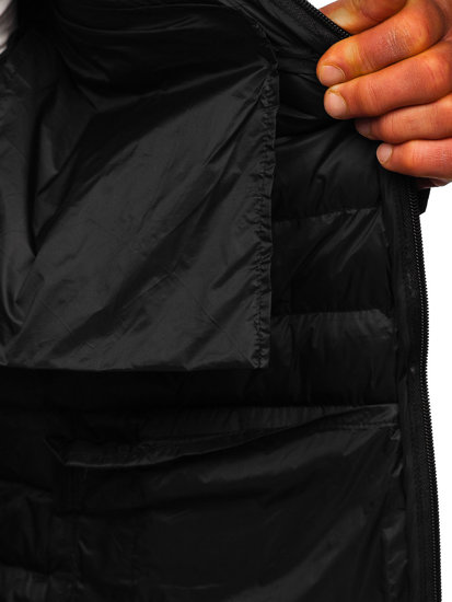 Чорна стьобана демісезонна чоловіча куртка Bolf  M13012