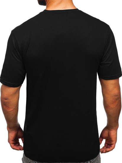 Чорна чоловіча бавовняна футболка з принтом Bolf 14791