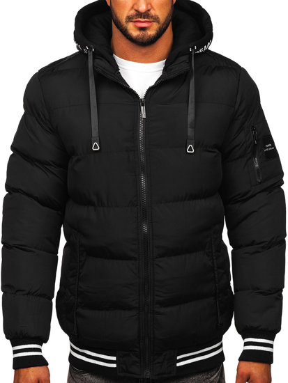 Чорна чоловіча зимова стьобана куртка Bolf 7322