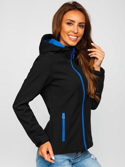 Чорно-синя жіноча демісезонна куртка софтшелл Bolf HH018