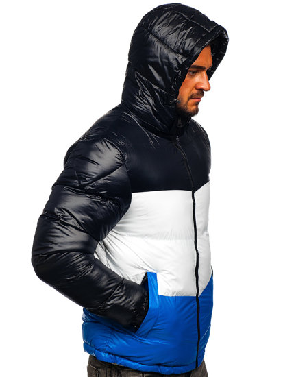 Чорно-синя чоловіча стьобана зимова куртка Bolf 6593