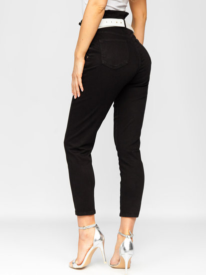 Чорні джинсові жіночі штани з високою талією і поясом Bolf LA687