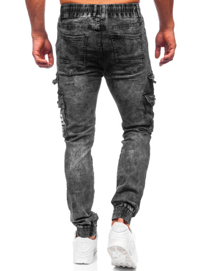 Чорні чоловічі джинси джоггери-карго Bolf TF112