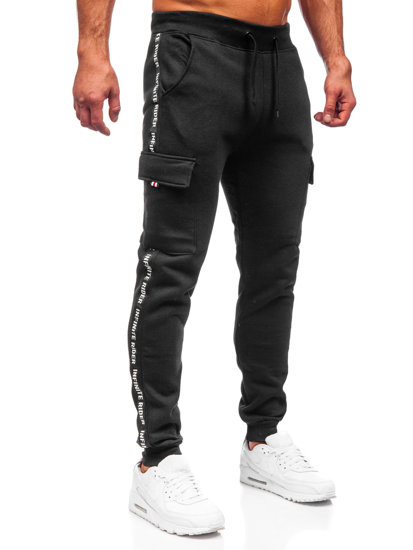 Чорні чоловічі штани джоггери-карго Bolf JX8715