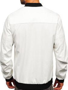Біла чоловіча шкіряна куртка Bolf 7110