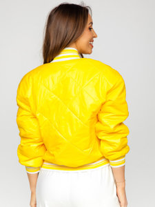 Жовта жіноча стьобана демісезонна куртка-бомбер Bolf 82556