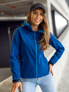 Куртка жіноча демісезонна софтшелл темно-синя Bolf AB056