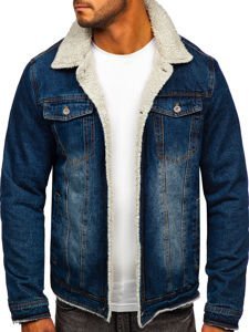 Темно-синя чоловіча джинсова демісезонна куртка Bolf 1155