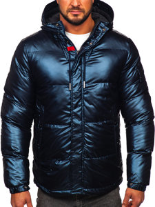 Темно-синя чоловіча стьобана зимова спортивна куртка Bolf EX2125