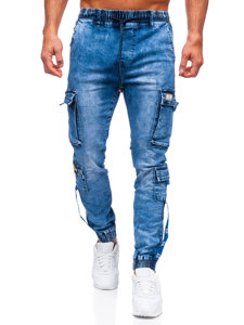 Темно-сині чоловічі джинси джоггери-карго Bolf TF111