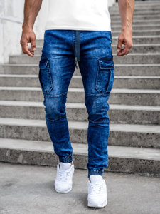 Темно-сині чоловічі джинси джоггери-карго Bolf TF229