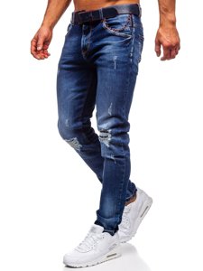 Темно-сині чоловічі джинси slim fit з поясом Bolf R85018W0