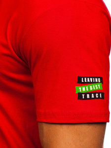 Червона бавовняна чоловіча футболка з принтом Bolf 14514