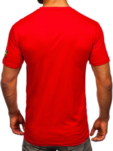 Червона бавовняна чоловіча футболка з принтом Bolf 14514