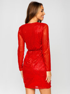 Червона сукня з паєтками Bolf 8149