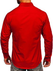 Червона чоловіча елегантна сорочка з довгим рукавом Denley 5821-1