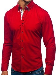 Червона чоловіча сорочка з довгим рукавом Bolf 3762