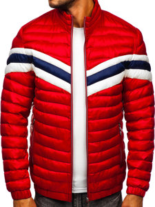 Червона чоловіча стьобана спортивна демісезонна куртка Bolf 6574