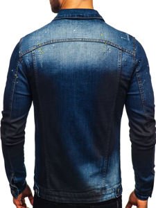 Чоловіча джинсова куртка темно-синя Bolf 5015