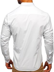 Чоловіча елегантна сорочка з довгим рукавом біла Bolf 8839