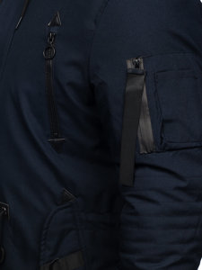Чоловіча зимова куртка парка темно-синя Bolf 1068