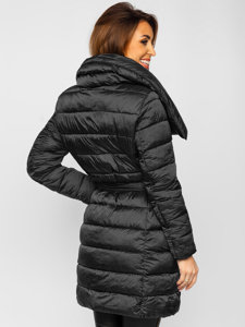 Чорна Довга зимова жіноча куртка Bolf J9061