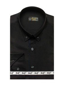 Чорна чоловіча елегантна сорочка з довгим рукавом Bolf 3713
