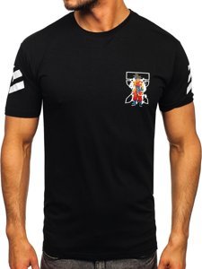 Чорна чоловіча футболка з принтом Bolf 2607