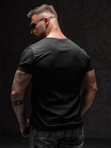 Чорна чоловіча футболка з принтом Bolf KS2652