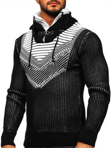 Чорний товстий чоловічий светр з коміром-стійкою Bolf 2027