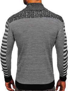 Чорний чоловічий светр з коміром-стійкою Bolf 1028