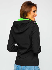 Чорно-зелена жіноча демісезонна куртка софтшелл Bolf HH018