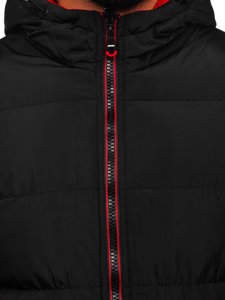 Чорно-червона чоловіча зимова двостороння стьобана куртка Bolf 7410