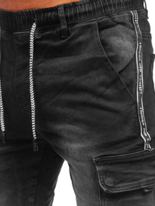 Чорні чоловічі джинси джоггери-карго Bolf TF059