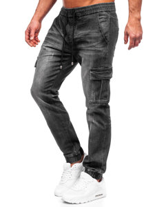 Чорні чоловічі джинси джогери-карго Bolf MP0130N