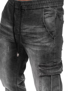 Чорні чоловічі джинси джогери-карго Bolf MP0130N