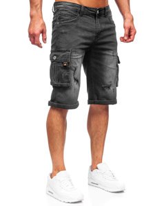 Чорні чоловічі джинсові шорти карго Bolf K15012-2