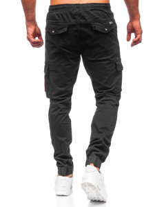 Чорні штани джоггери-карго чоловічі Bolf R8702